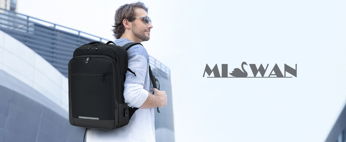 MISWAN Sac à Dos Ordinateur Portable Hommes 45x36x20 Imperméable Espandibile